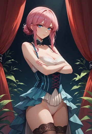 arknights,blue_poison_(arknights),Victorian-era,stockings,sexy  - AI generated anime art