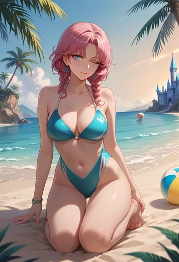 arknights,blue_poison_(arknights),bikini  - AI generated anime art