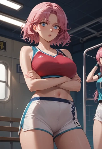 arknights,blue_poison_(arknights),volleyball uniform  - AI generated anime art