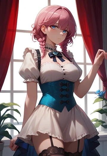 arknights,blue_poison_(arknights),Victorian-era,stockings,sexy  - AI generated anime art