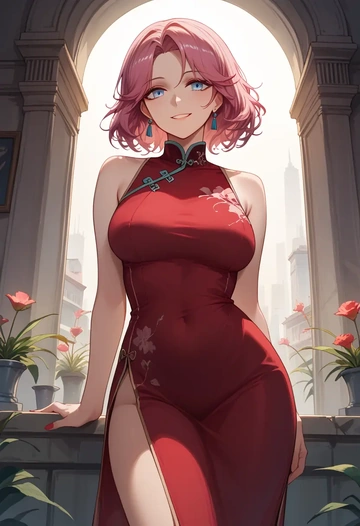 arknights,blue_poison_(arknights),qipao  - AI generated anime art