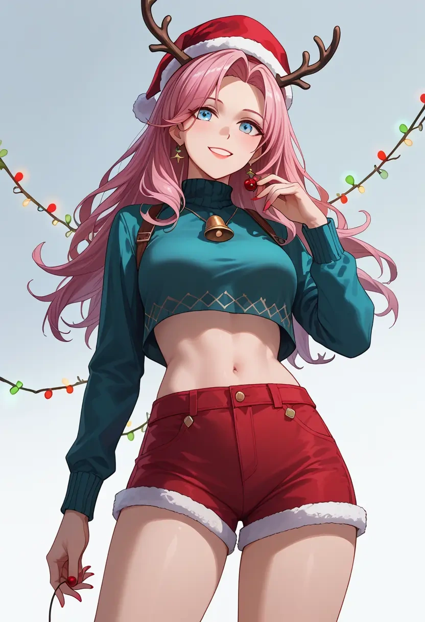 arknights,blue_poison_(arknights),Christmas,red velvet shorts  - 