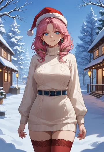 arknights,blue_poison_(arknights),Christmas,sweater dress,stockings  - AI generated anime art