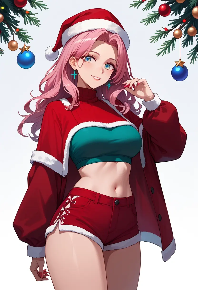 arknights,blue_poison_(arknights),Christmas,red velvet shorts  - 