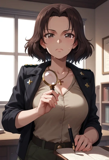 girls_und_panzer,boko_(girls_und_panzer),detective  - AI generated anime art