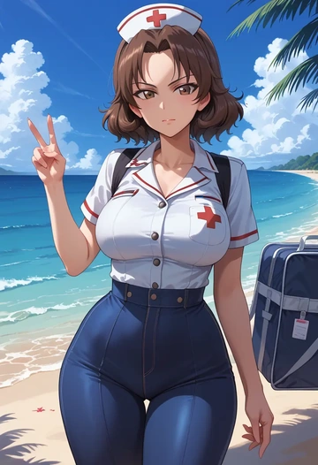 girls_und_panzer,boko_(girls_und_panzer),nurse  - AI generated anime art