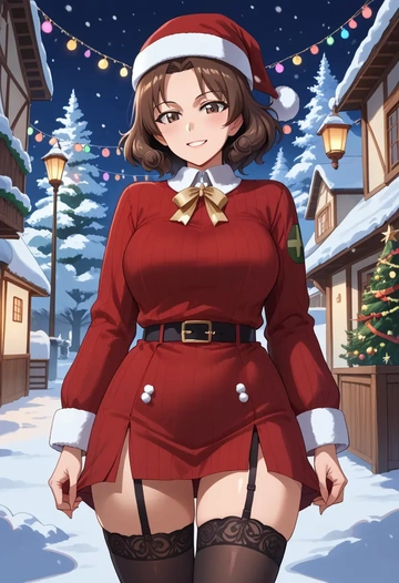 girls_und_panzer,boko_(girls_und_panzer),sweater,stockings,Thigh garters  - AI generated anime art