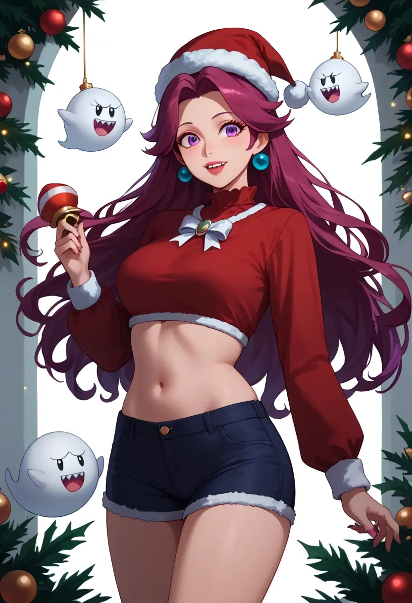 mario_(series),boo_(mario),Christmas,red velvet shorts  - 