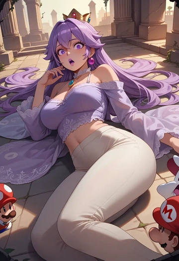 mario_(series),boo_(mario),pants,wide-leg,strappy top  - AI generated anime art