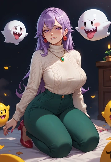 mario_(series),boo_(mario),sweater  - AI generated anime art