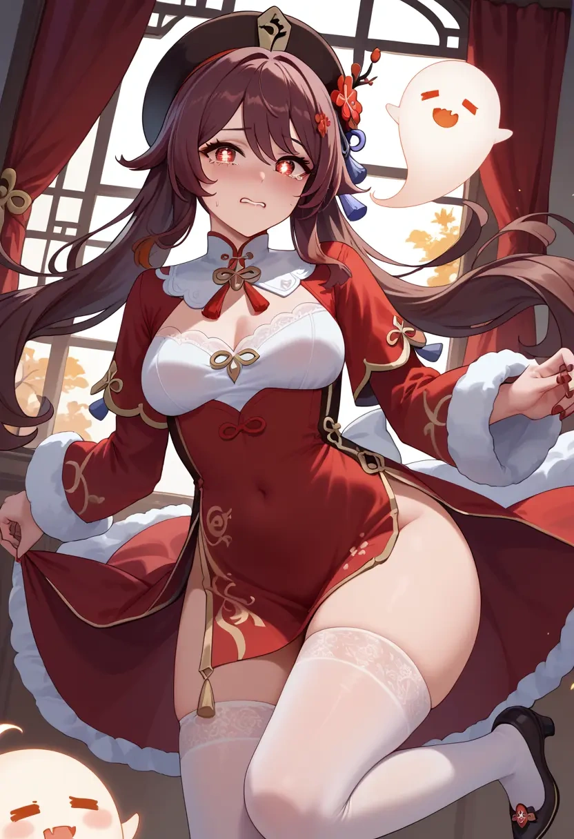 genshin_impact,boo_tao_(genshin_impact),Christmas,sexy, stockings,  - 