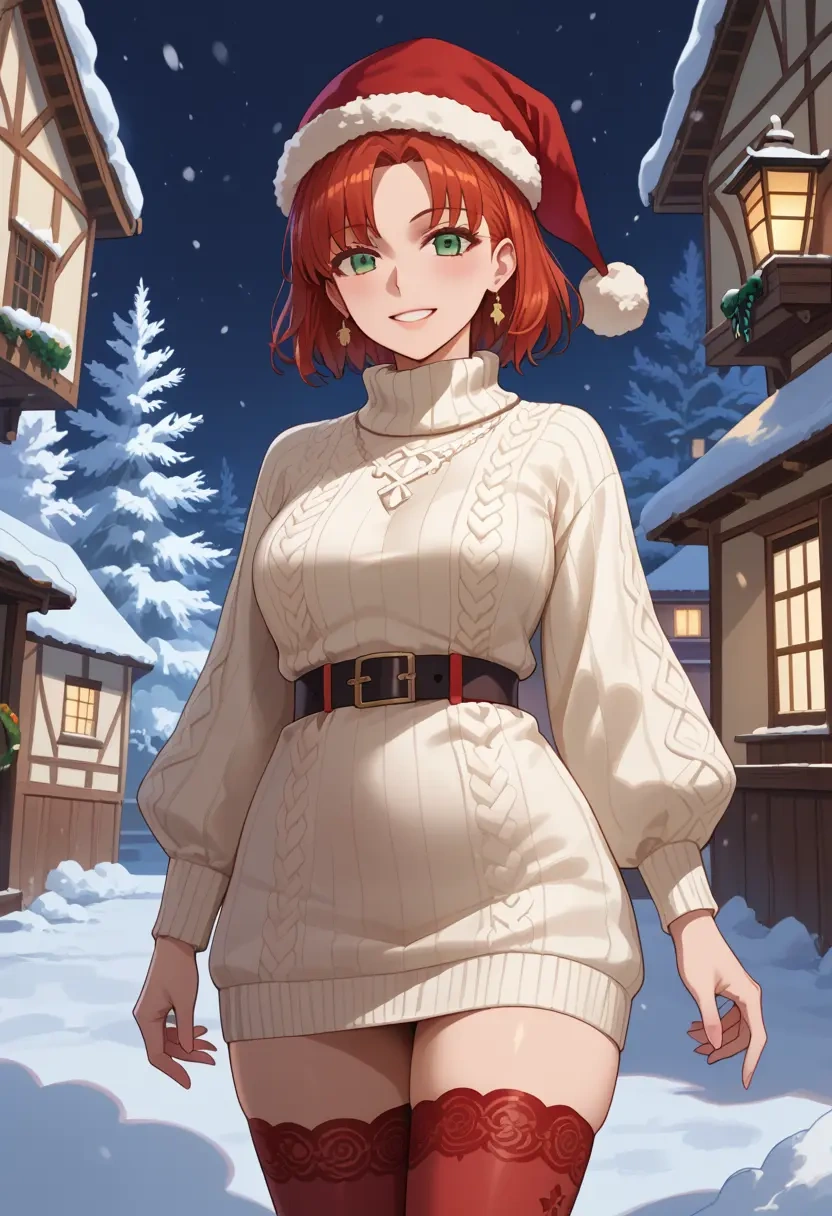 fate_(series),boudica_(fate),Christmas,sweater dress,stockings  - 