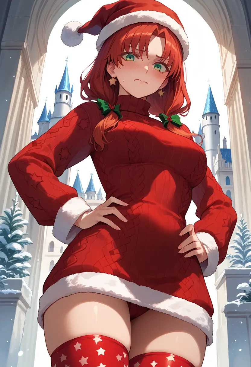 fate_(series),boudica_(fate),Christmas,sweater dress,stockings  - 