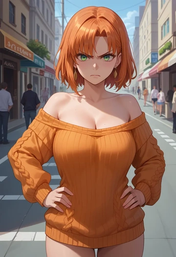 fate_(series),boudica_(fate),orange,sweater  - AI generated anime art