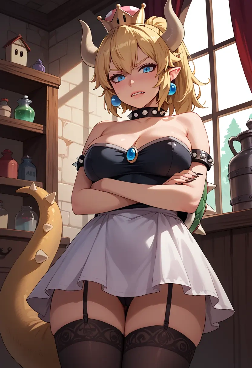 mario_(series),bowsette,nurse pantyhose,mini skirt, sexy  - 