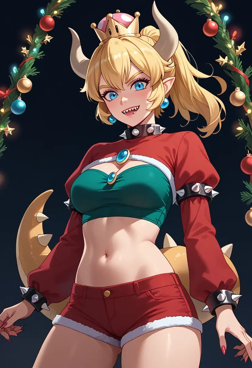 mario_(series),bowsette,Christmas,red velvet shorts  - 