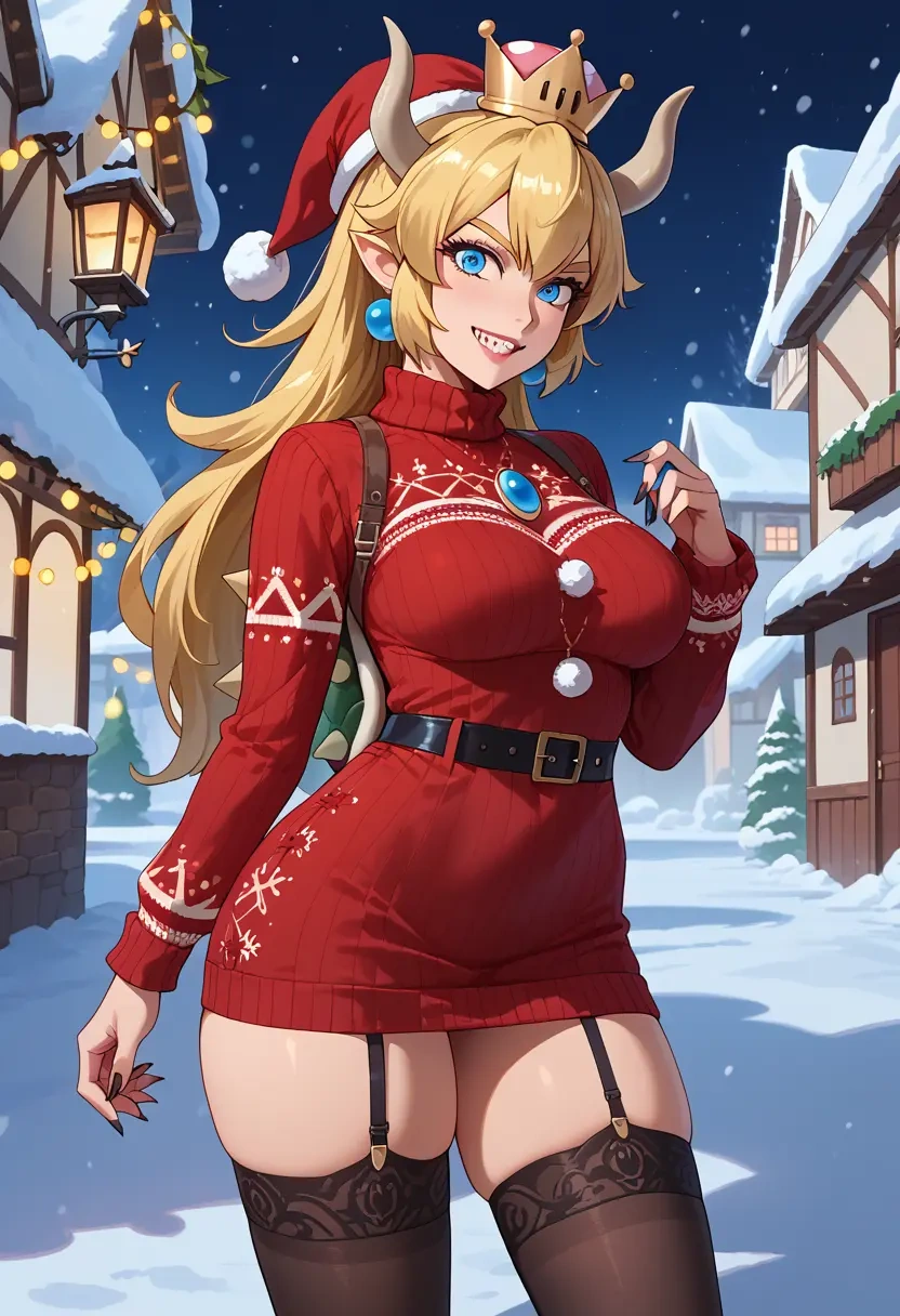 mario_(series),bowsette,sweater,stockings,Thigh garters  - 