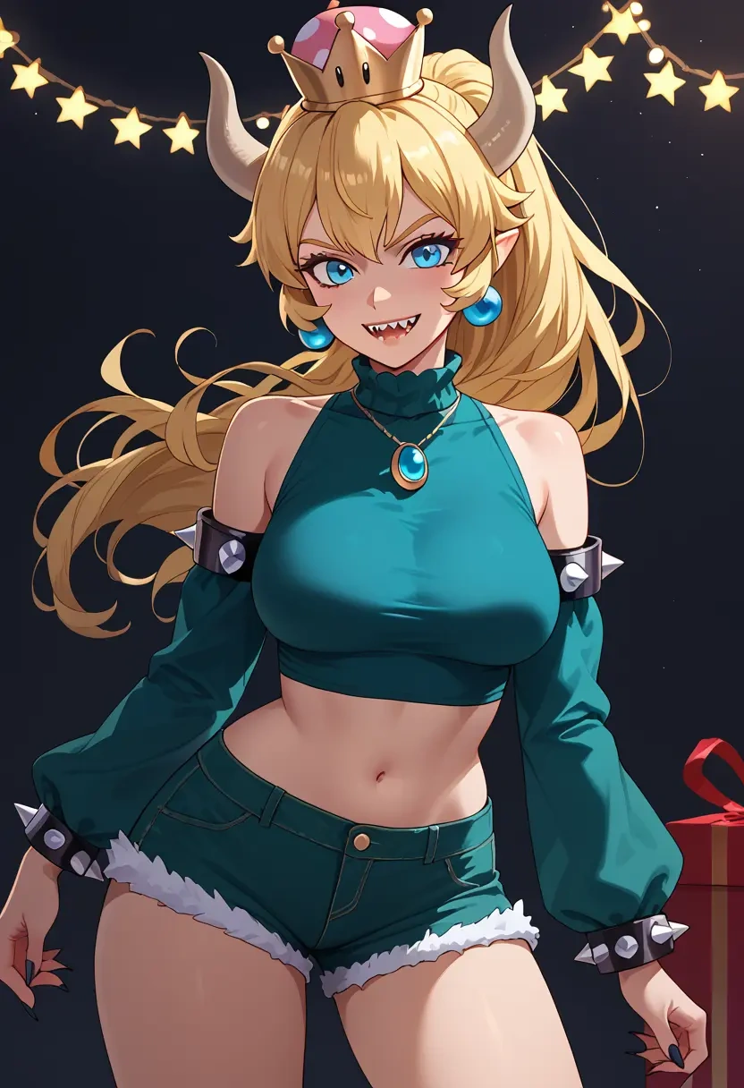 mario_(series),bowsette,Christmas,red velvet shorts  - 