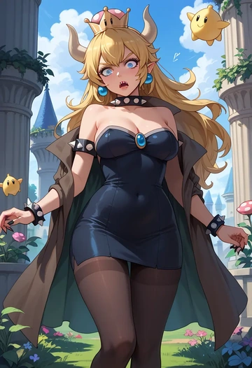 mario_(series),bowsette,coat,long,double-breasted,pencil skirt  - AI generated anime art