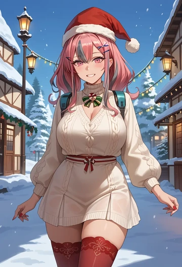 azur_lane,bremerton_(azur_lane),Christmas,sweater dress,stockings  - AI generated anime art