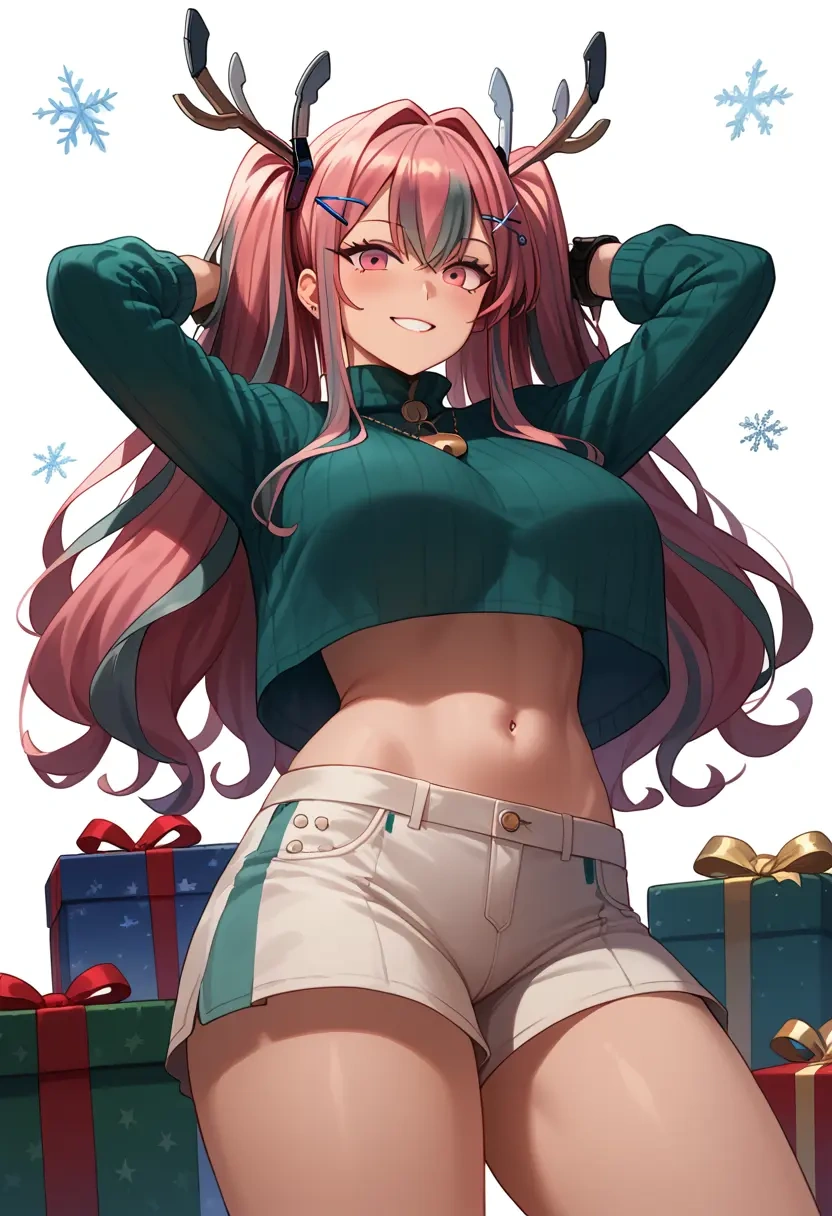 azur_lane,bremerton_(scorching-hot_training)_(azur_lane),Christmas,red velvet shorts,turtleneck sweater  - 