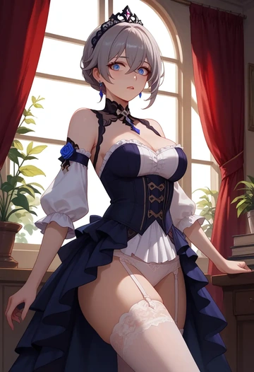 honkai_(series),bronya_zaychik,Victorian-era,stockings,sexy  - AI generated anime art