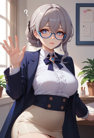 honkai_(series),bronya_zaychik,OL, glasses,  - AI generated anime art