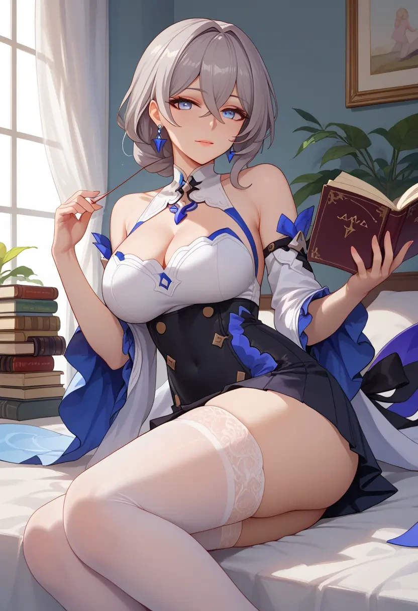 honkai_(series),bronya_zaychik,mini skirt, stockings  - 