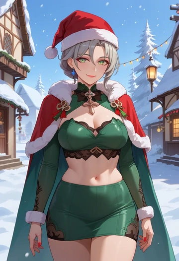 honkai_(series),bronya_zaychik,Christmas,dress  - AI generated anime art