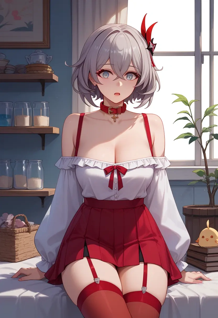 honkai_(series),bronya_zaychik,collar,oversized,Thigh garters  - 