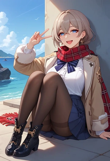 honkai_(series),bronya_zaychik,winter,student uniform,fur-trimmed coat  - AI generated anime art