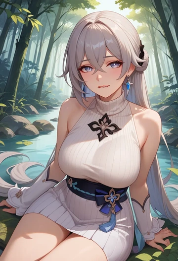 honkai_(series),bronya_zaychik,turtleneck,knit,maxi skirt  - AI generated anime art