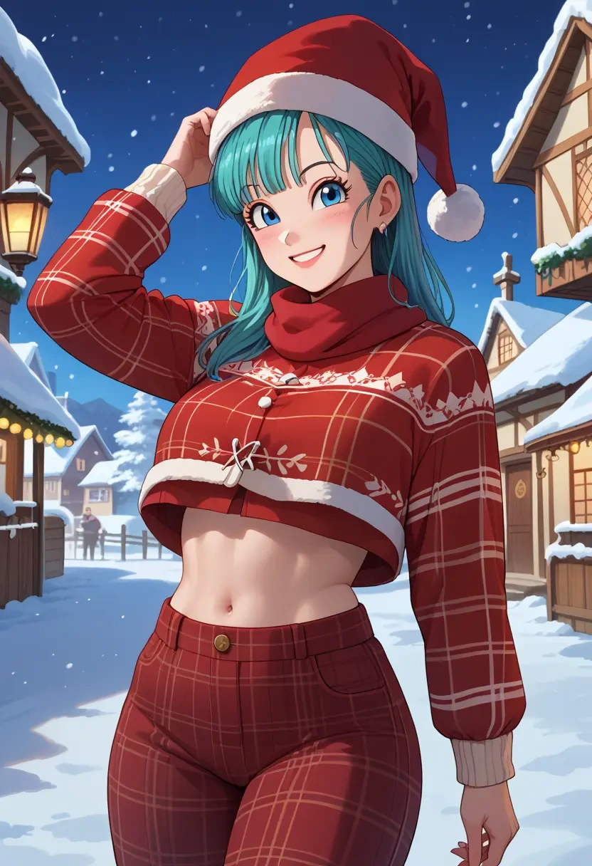 dragon_ball,bulma,Christmas,plaid trousers  - 