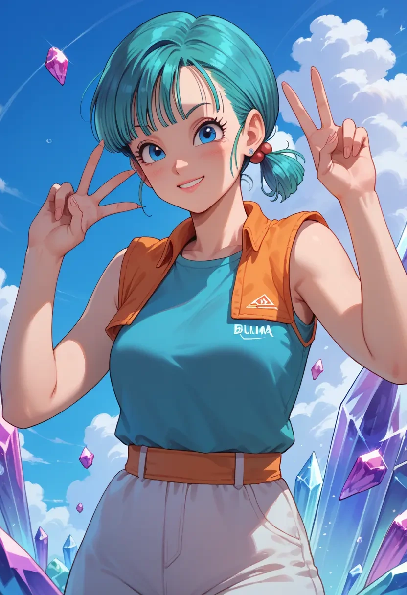 dragon_ball,bulma,sports vest,capri leggings  - 