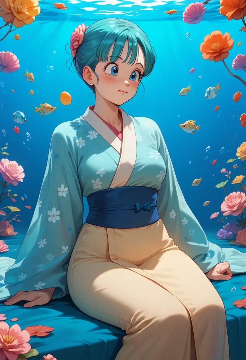 dragon_ball,bulma,kimono,silk,wide-leg trousers  - 