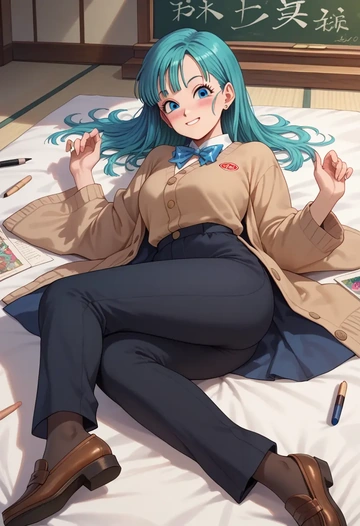 dragon_ball,bulma,teacher, sweater  - AI generated anime art