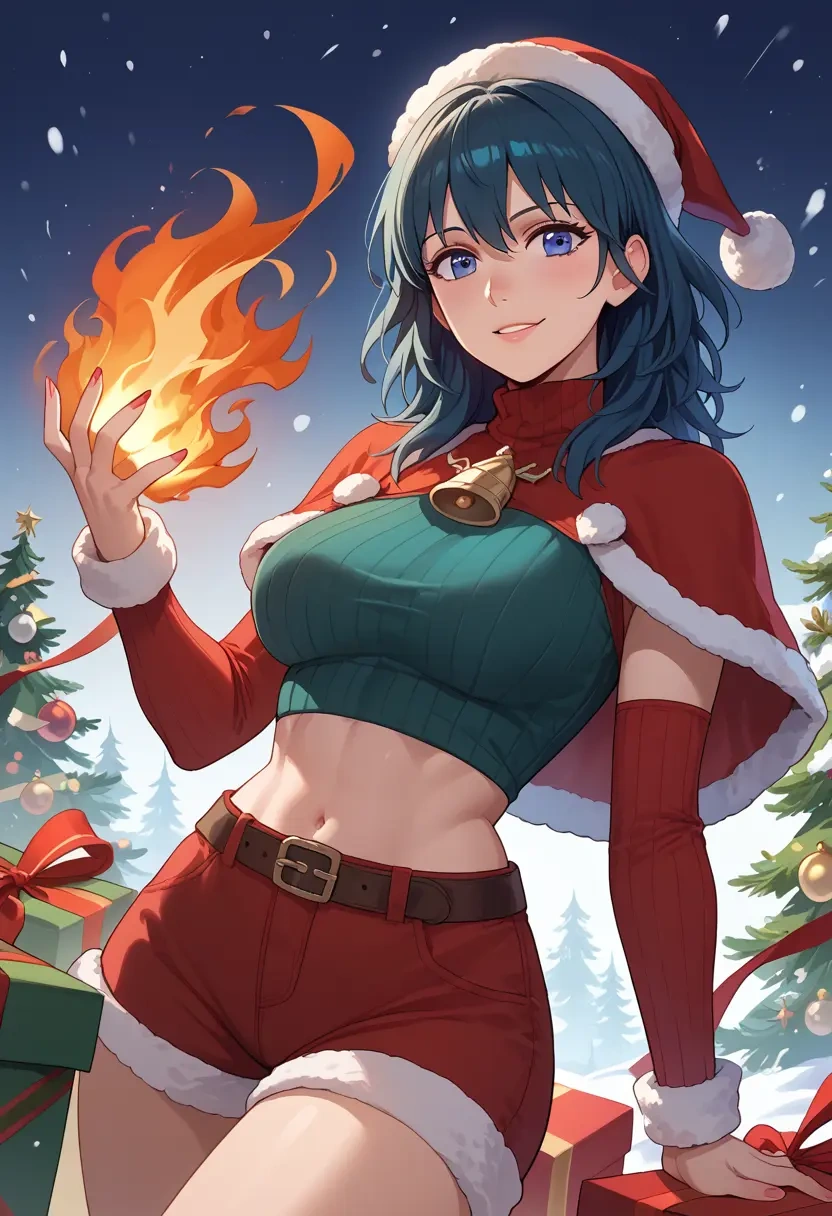 fire_emblem,byleth_(female)_(fire_emblem),Christmas,red velvet shorts,turtleneck sweater  - 