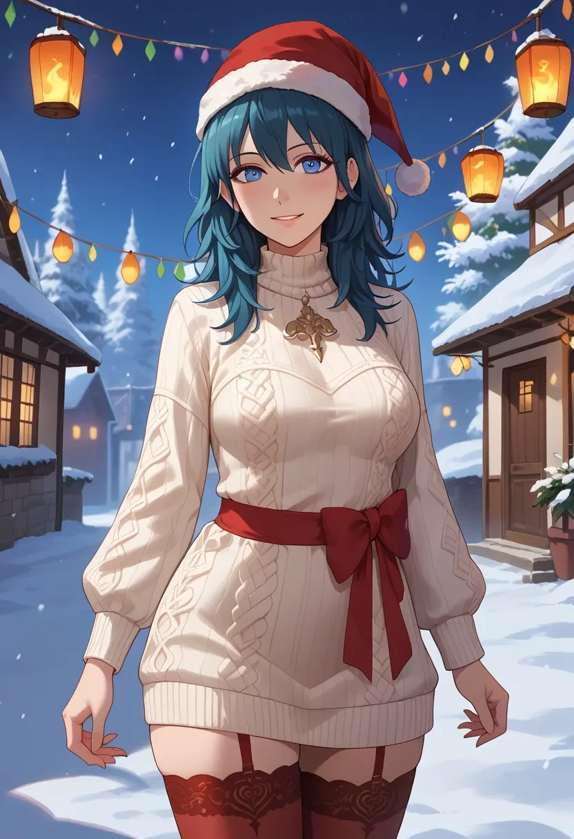 fire_emblem,byleth_(female)_(fire_emblem),Christmas,sweater dress,stockings  - 