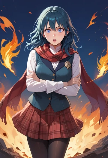 fire_emblem,byleth_(female)_(fire_emblem),winter,student uniform,vest  - AI generated anime art