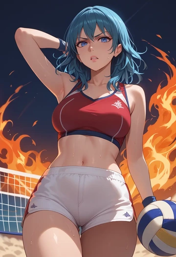 fire_emblem,byleth_(female)_(fire_emblem),volleyball uniform  - AI generated anime art