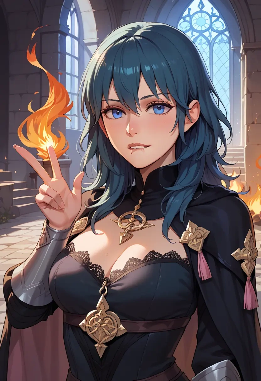 fire_emblem,byleth_(female)_(fire_emblem),witch blouse,asymmetrical skirt,striped stockings  - 