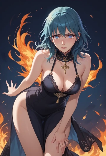 fire_emblem,byleth_(fire_emblem),nightdress  - AI generated anime art