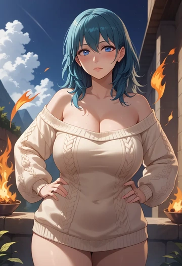 fire_emblem,byleth_(fire_emblem),sweater  - AI generated anime art