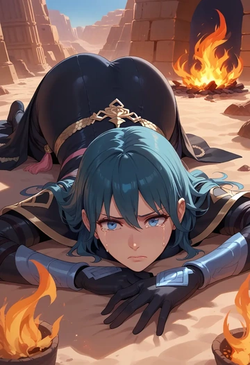 fire_emblem,byleth_(fire_emblem),black widow bodysuit,spiderweb cape,leather gloves  - AI generated anime art