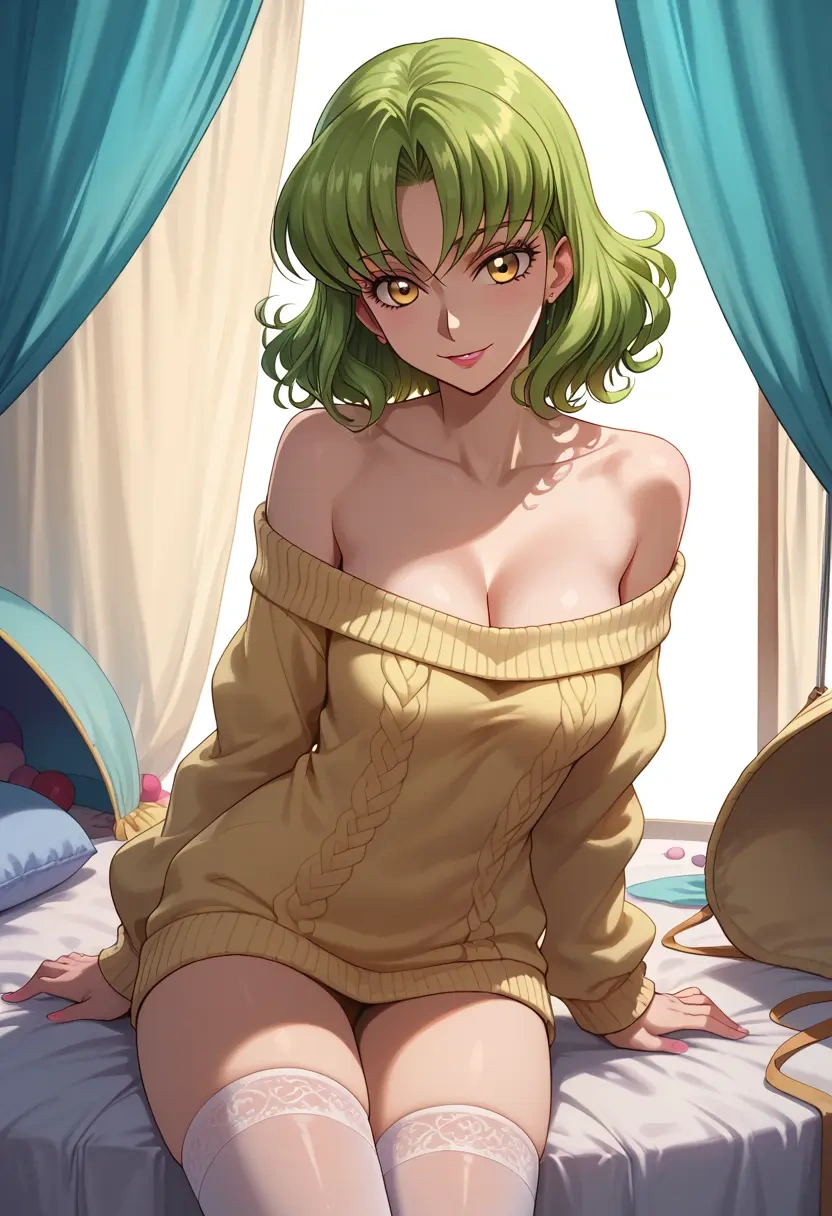 code_geass,c.c.,off-shoulder,sweater  - 