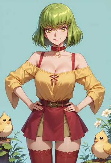 code_geass,c.c.,collar,oversized,Thigh garters  - AI generated anime art