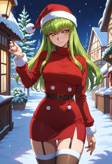 code_geass,c.c.,sweater,stockings,Thigh garters  - AI generated anime art