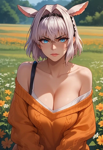 fate_(series),caenis_(fate),orange,sweater  - AI generated anime art