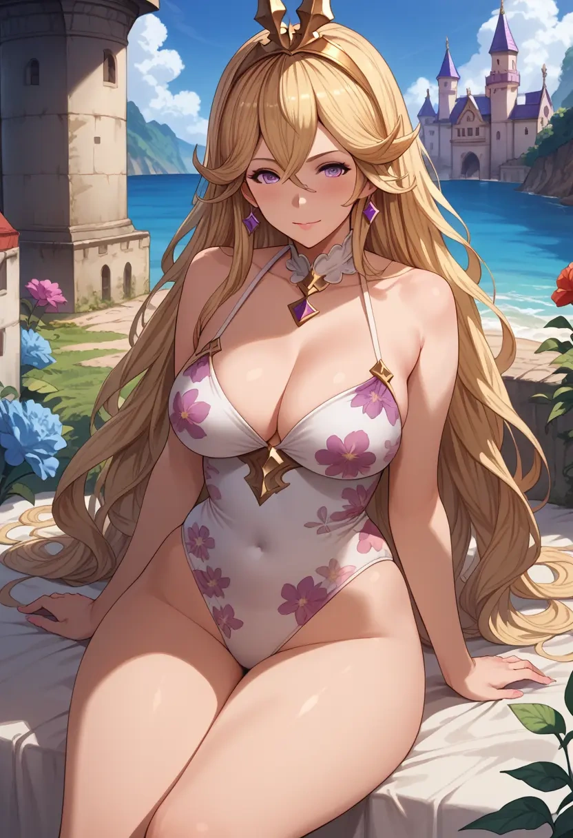 granblue_fantasy,cagliostro_(granblue_fantasy),swimsuit,floral print  - 