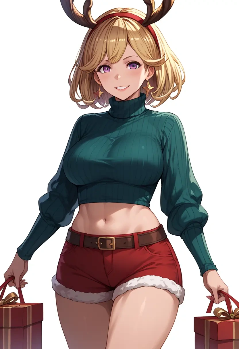 granblue_fantasy,cagliostro_(granblue_fantasy),Christmas,red velvet shorts,turtleneck sweater  - 